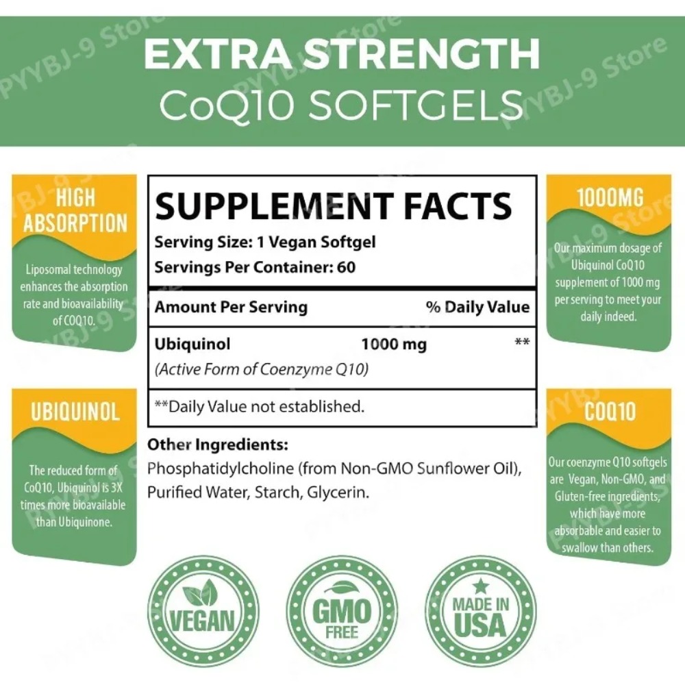 CoQ10 Ubiquinol 1000mg Vegan S - Coq10 Ubiquinol Softgel recension och pris
