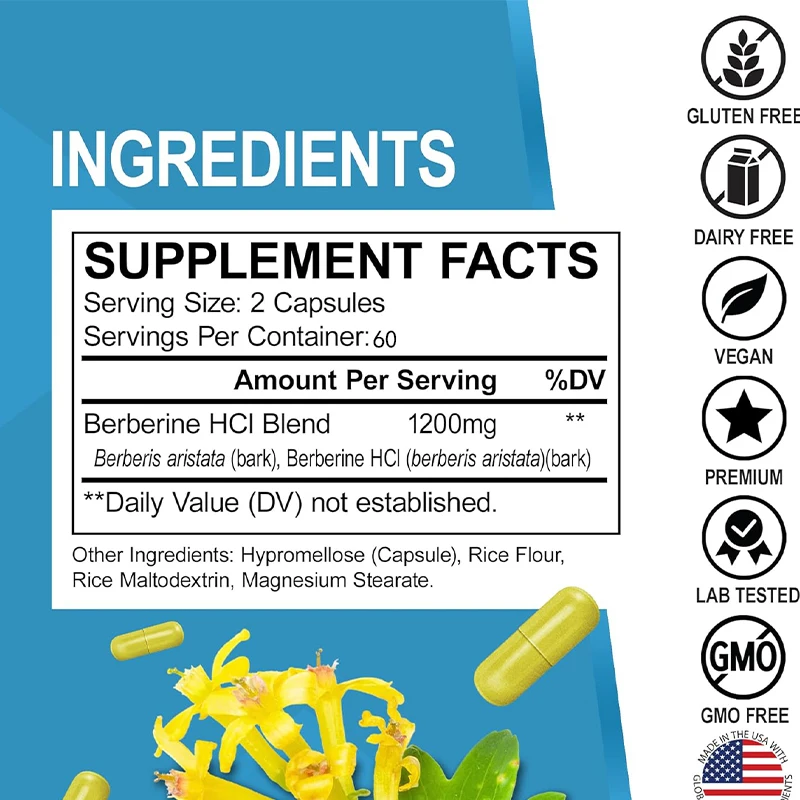 1200mg HCL Supplement, Healthy - Berberine Hcl Capsule recension och pris
